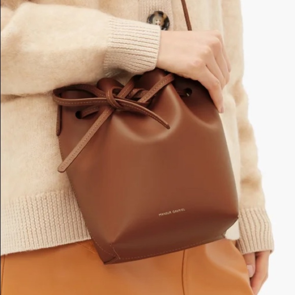 Mansur Gavriel Mini bucket bag in ginger calfskin